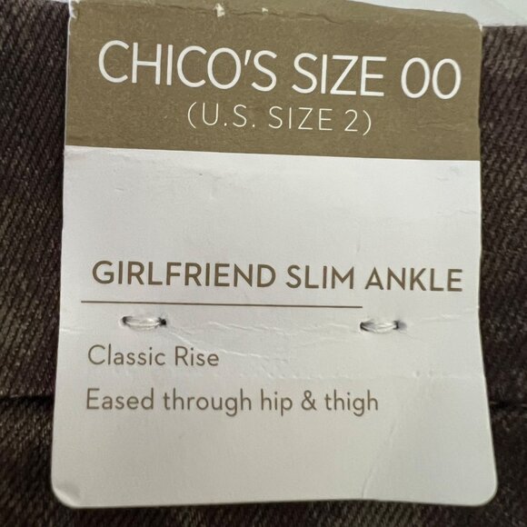 Chicos Womens Perfect Stretch Girlfriend Slim Ankle Jeans Brown Paisley size 2 - Picture 11 of 12